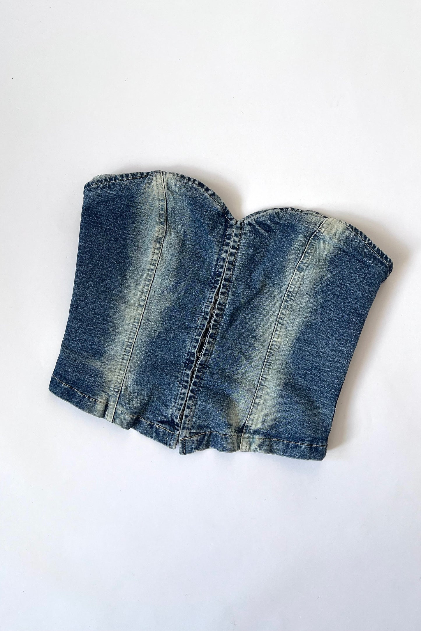 2000's Blue Denim Corset Top