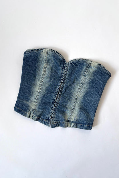 2000's Blue Denim Corset Top