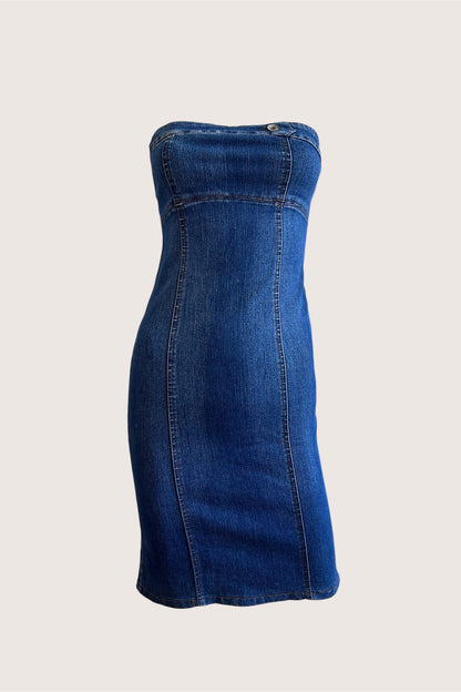 2000's Blue Denim Tube Dress