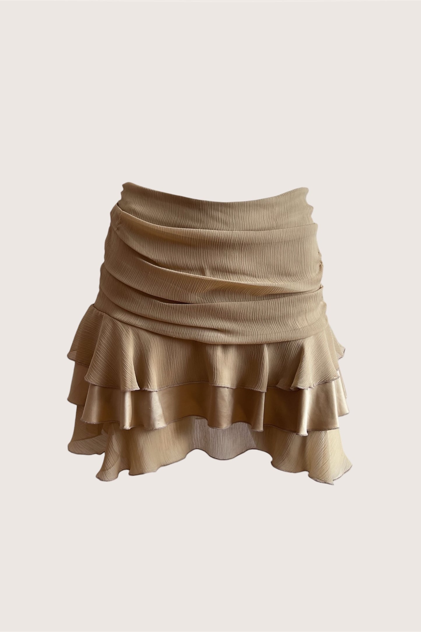 Vintage Gold Mini Ruffle Skirt