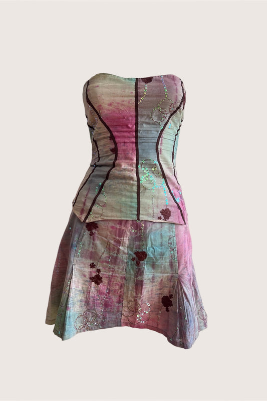 2000's Corset Top & Mini Skirt Ensemble