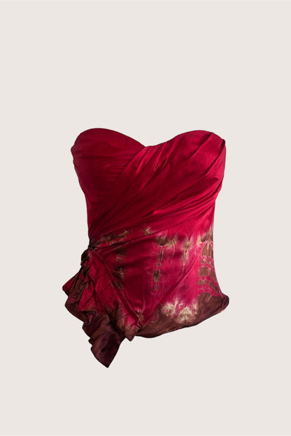 Luxurious Designer 100% Silk Satin Coral Corset