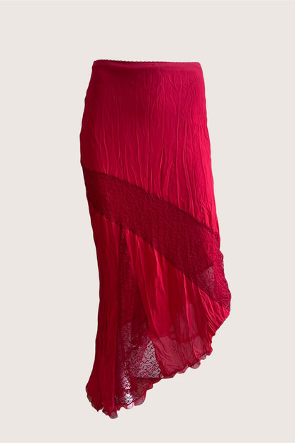 1990's Strawberry Red Slip Skirt