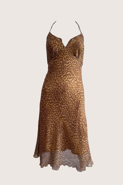Vintage Leopard Print Mini Slip Dress