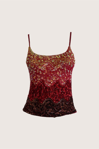 Vintage Ombre Sunset Sequin Camisole