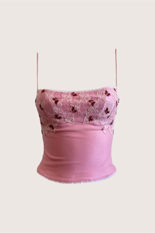 Luxurious Designer Vintage Pink Floral Camisole