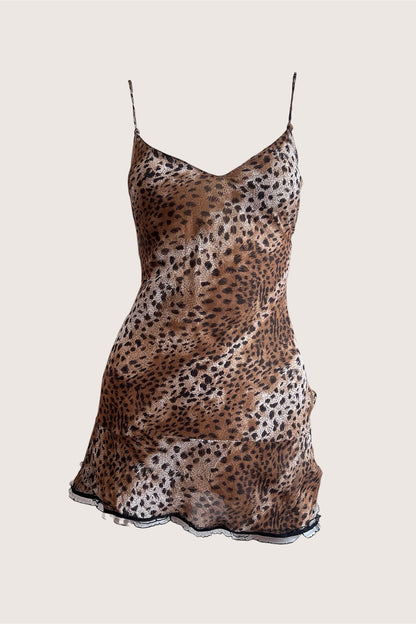 Vintage Leopard Print Micro Slip Dress