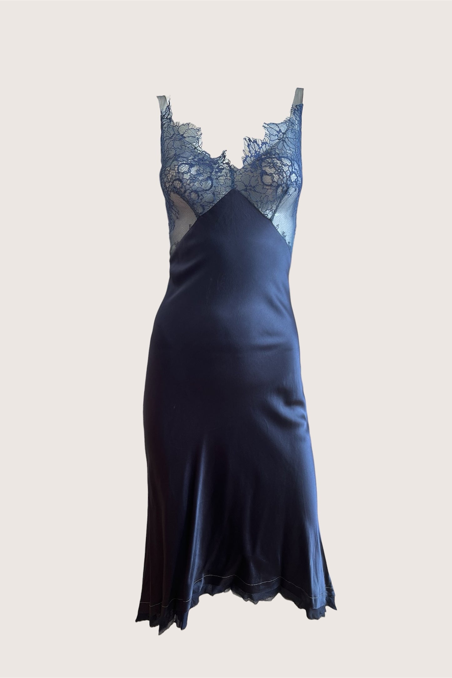 Luxurious Designer 100% Silk Lace Slip Dress