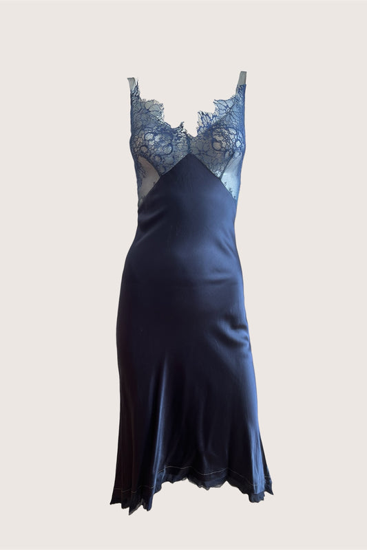 Luxurious Designer 100% Silk Lace Slip Dress