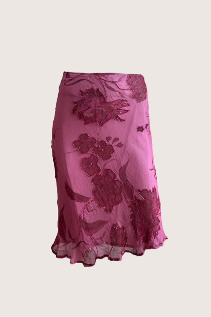 100% Silk Dusty Pink Beaded Slip Skirt