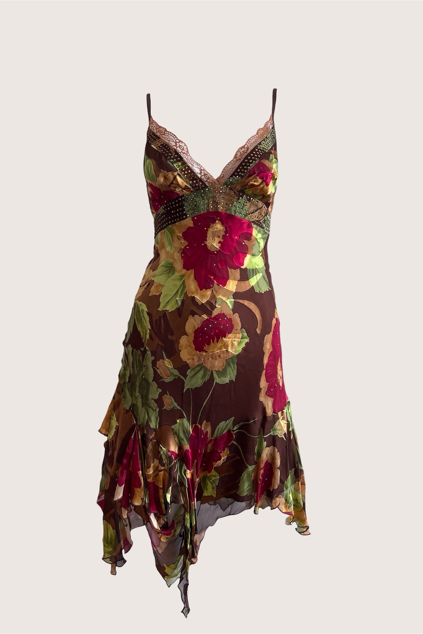 Vintage Asymmetrical Floral Mini Dress
