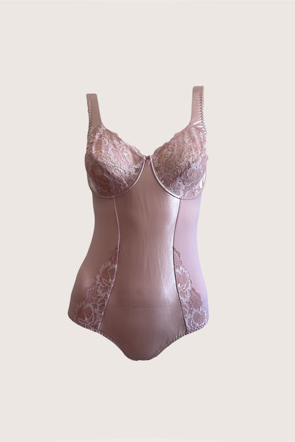 Vintage Blush Pink Satin Bustier Bodysuit