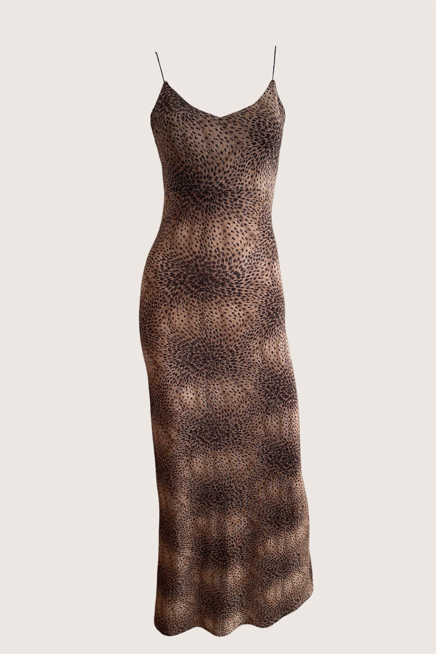 2000's Bronze Leopard Print Slip Dress