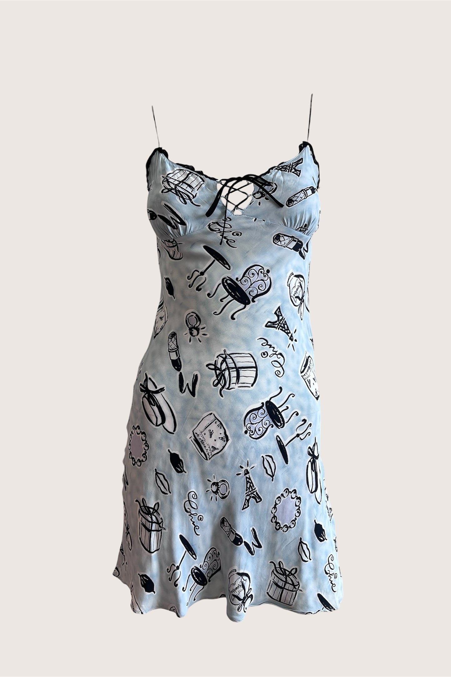 Vintage Pastel Blue Mini Slip Dress