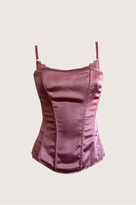 Vintage Blush Pink Satin Corset Bodice