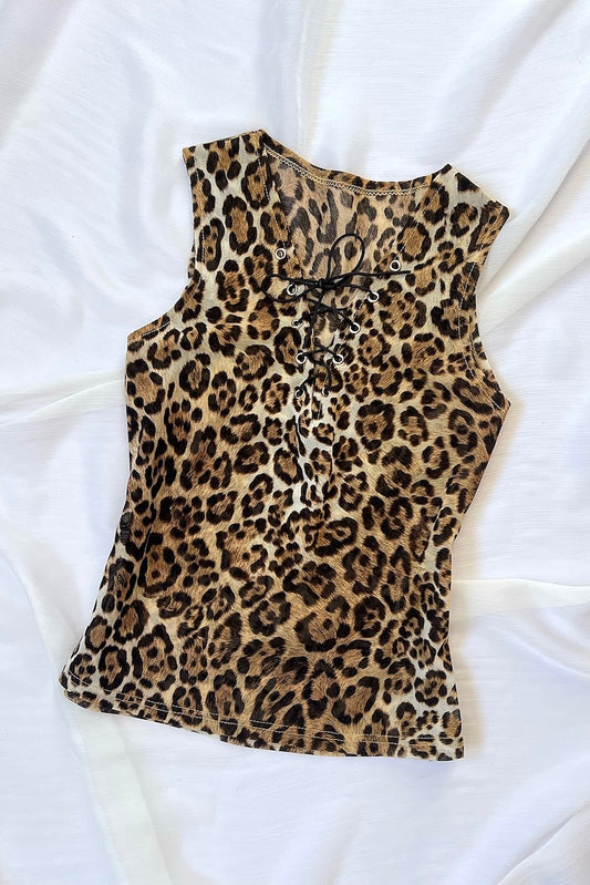 Vintage 1990's Leopard Print Semi Sheer Top