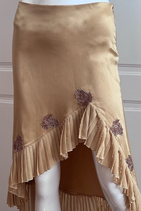 1990's Gold Satin Beaded Skirt