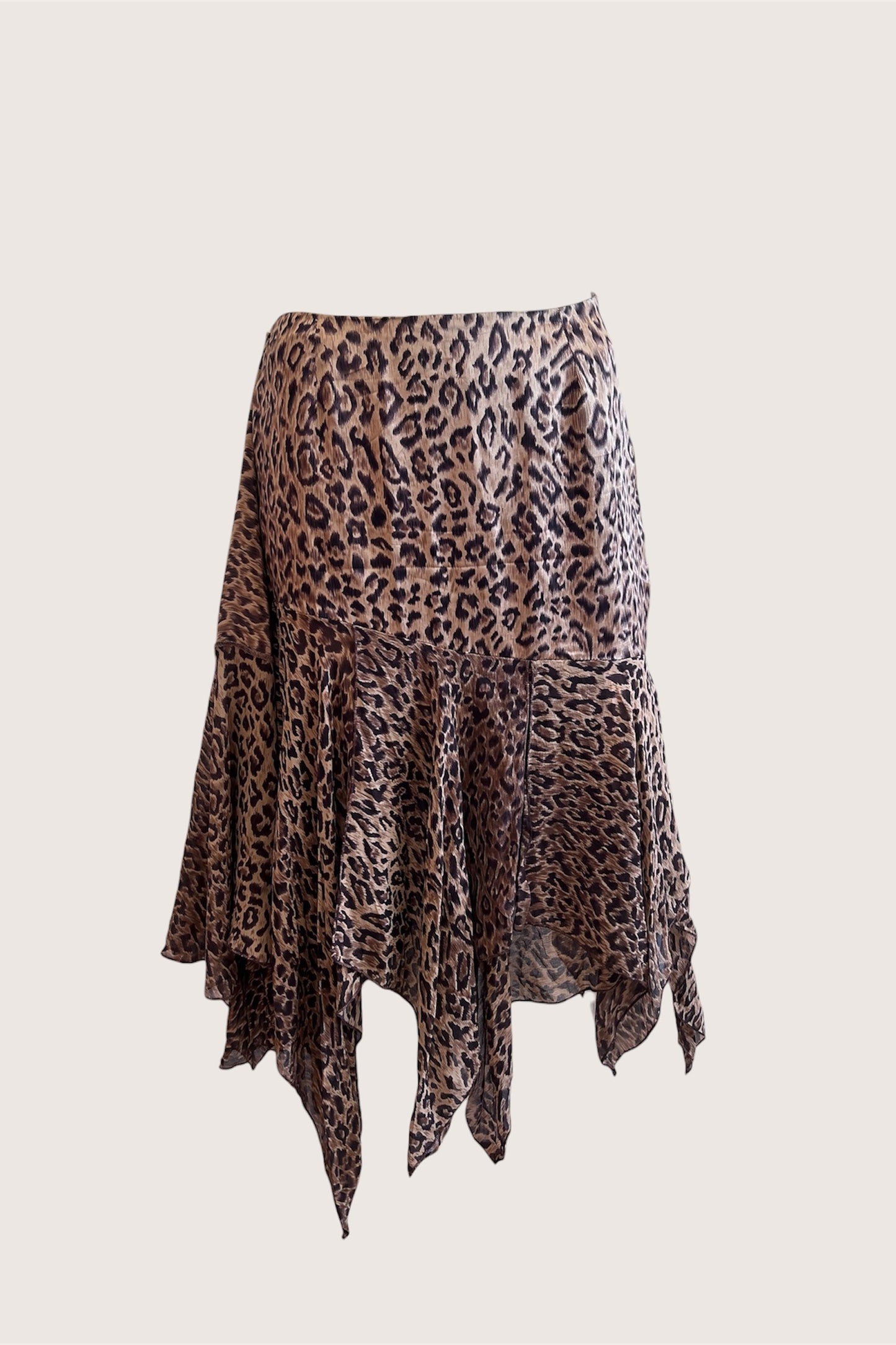 100% Silk Leopard Print French Slip Skirt