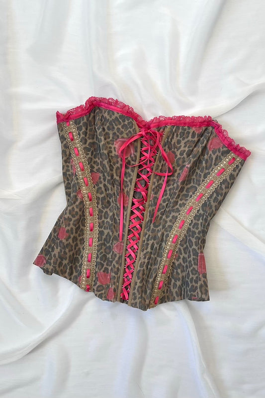 Vintage 2000's Leopard Print Corset