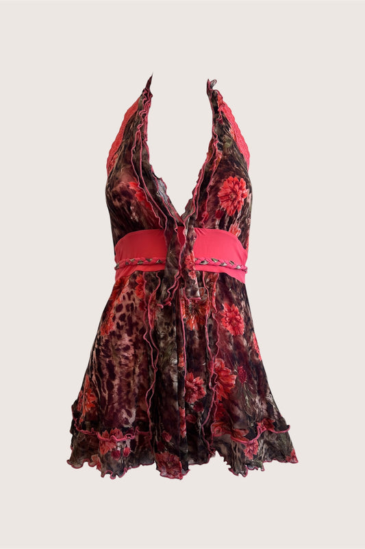 Luxurious Designer Animal Print Halter Top