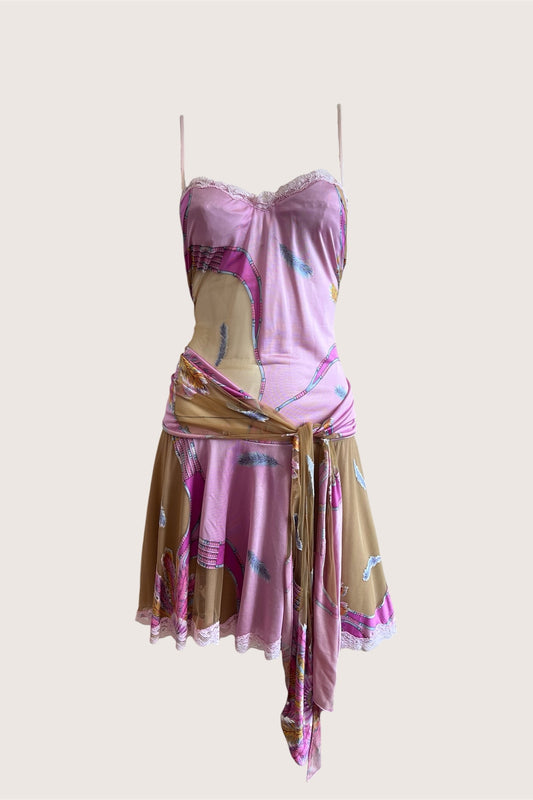 Luxurious Designer Vintage Pink Bustier Dress