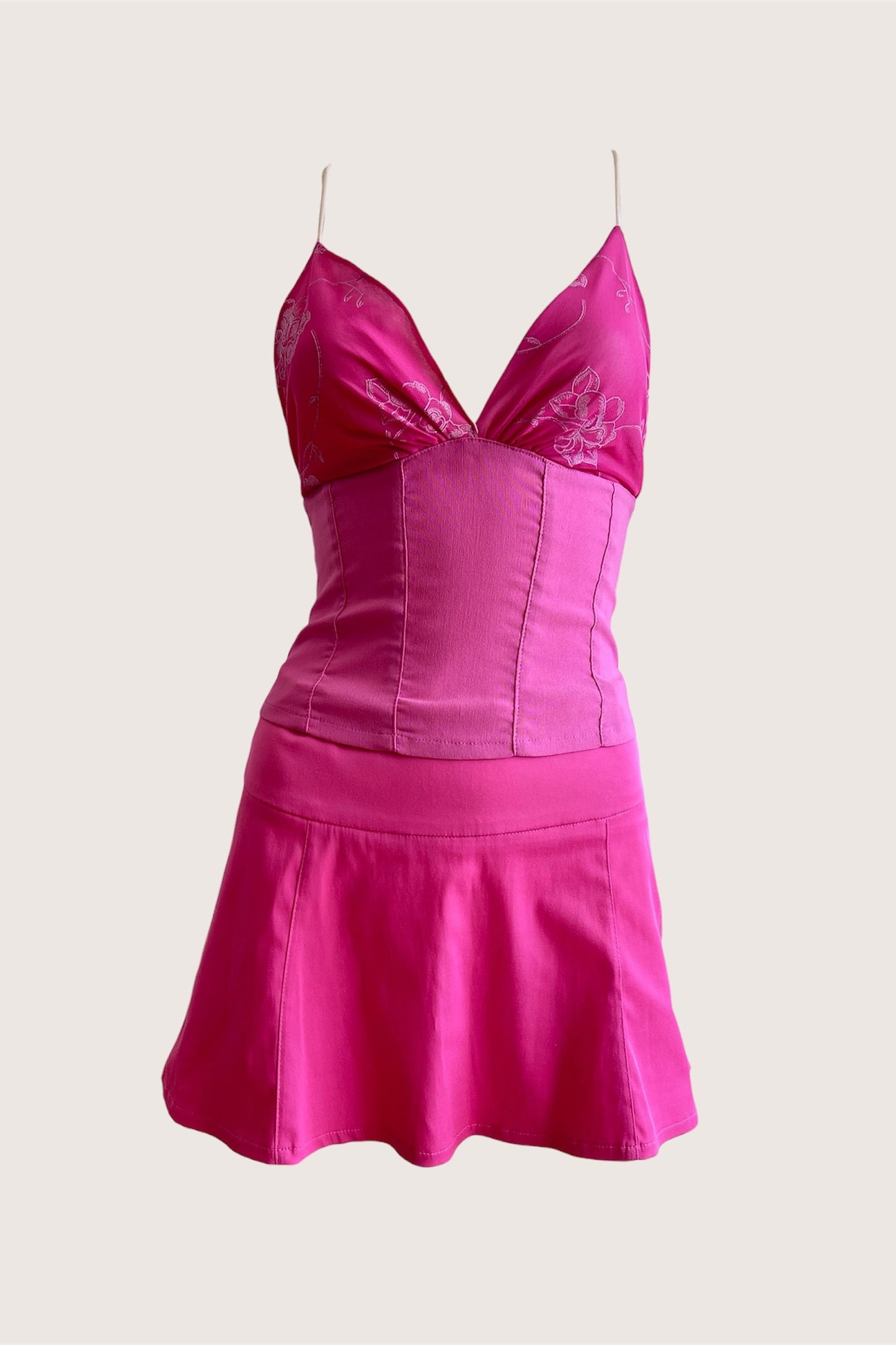 2000's Hot Pink Camisole & Mini Skirt Ensemble