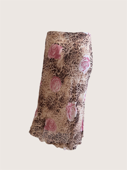 2000's Animal Print Top & Slip Skirt Ensemble