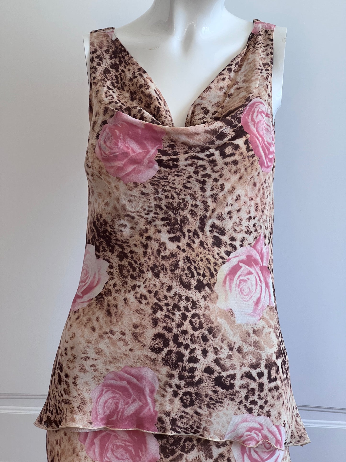 2000's Animal Print Top & Slip Skirt Ensemble