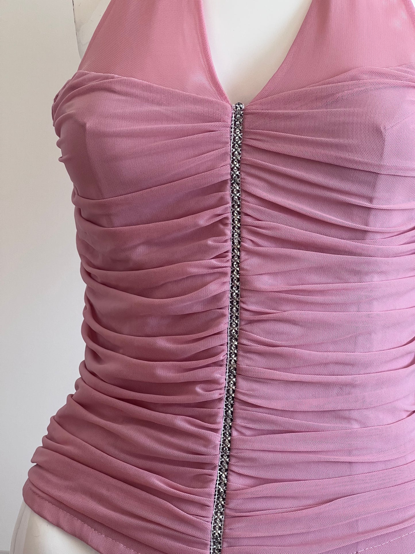 2000's Blush Pink Halter Corset Top