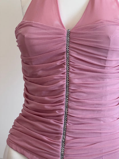 2000's Blush Pink Halter Corset Top