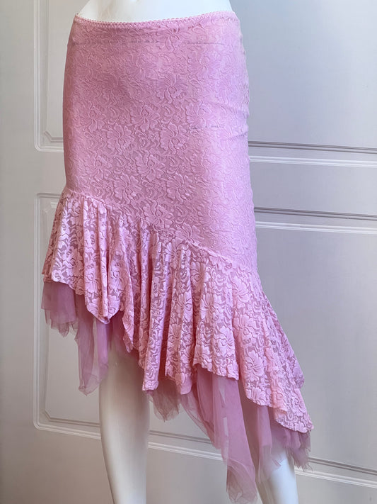 Vintage Blush Pink Lace Slip Skirt