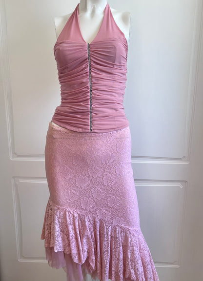 2000's Blush Pink Halter Corset Top
