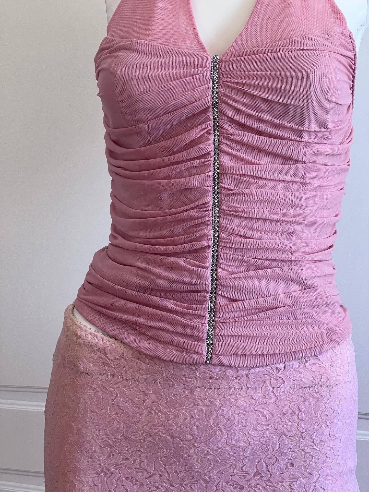 2000's Blush Pink Halter Corset Top