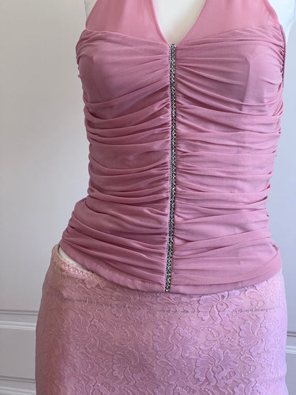 2000's Blush Pink Halter Corset Top