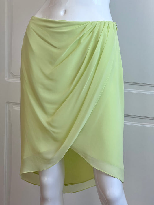 Vintage Lime Green Chiffon Mini Skirt