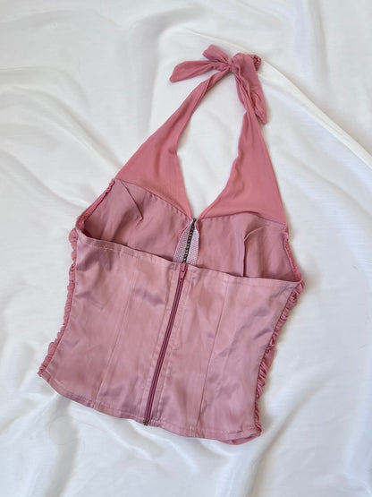 2000's Blush Pink Halter Corset Top