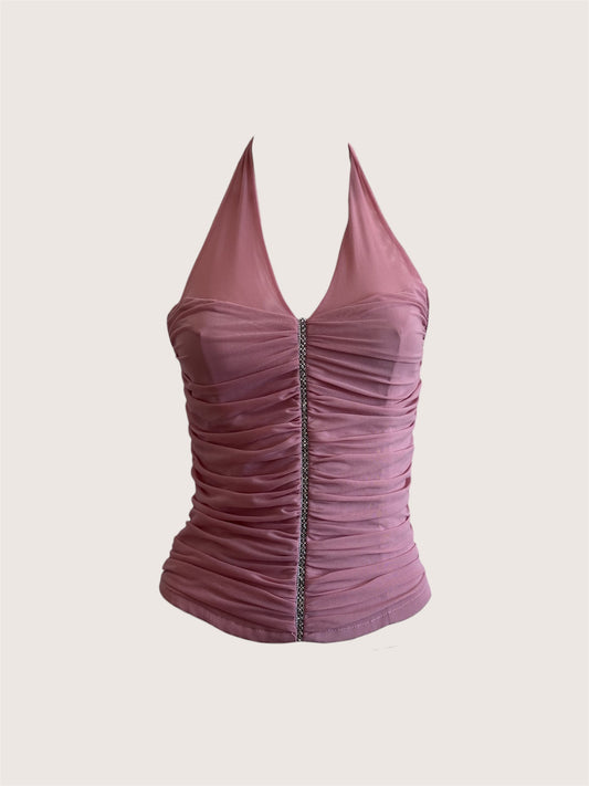 2000's Blush Pink Halter Corset Top