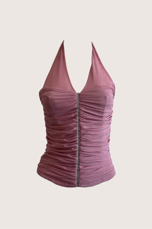 2000's Blush Pink Halter Corset Top
