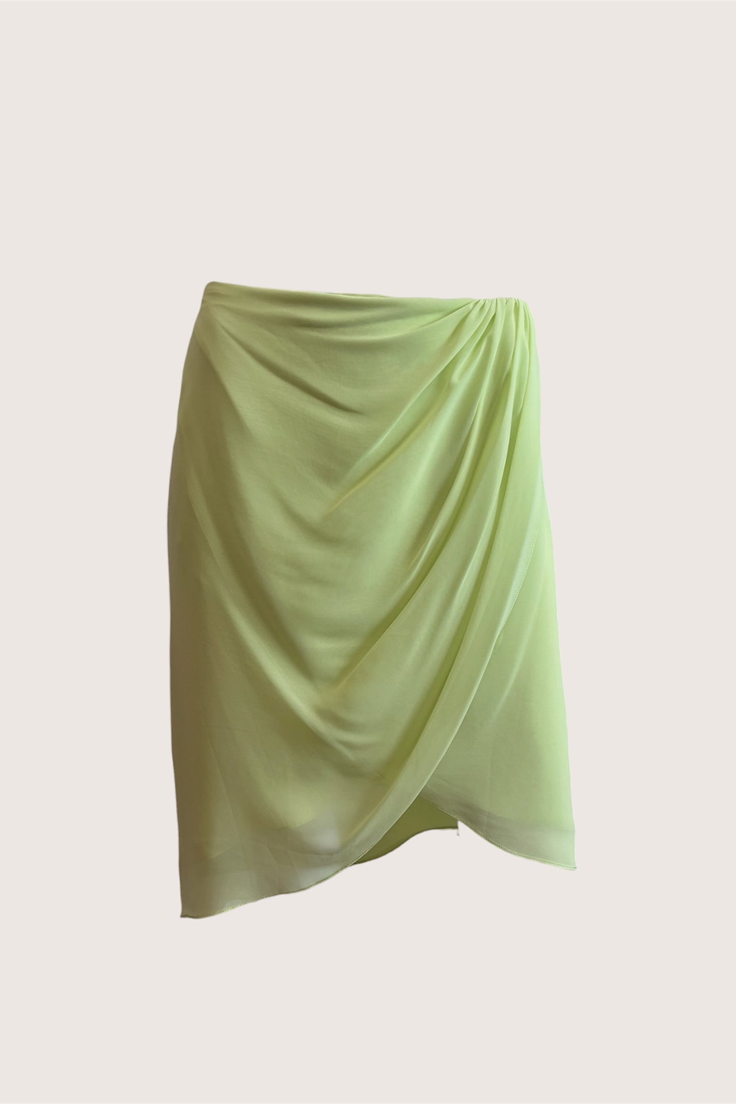 Vintage Lime Green Chiffon Mini Skirt