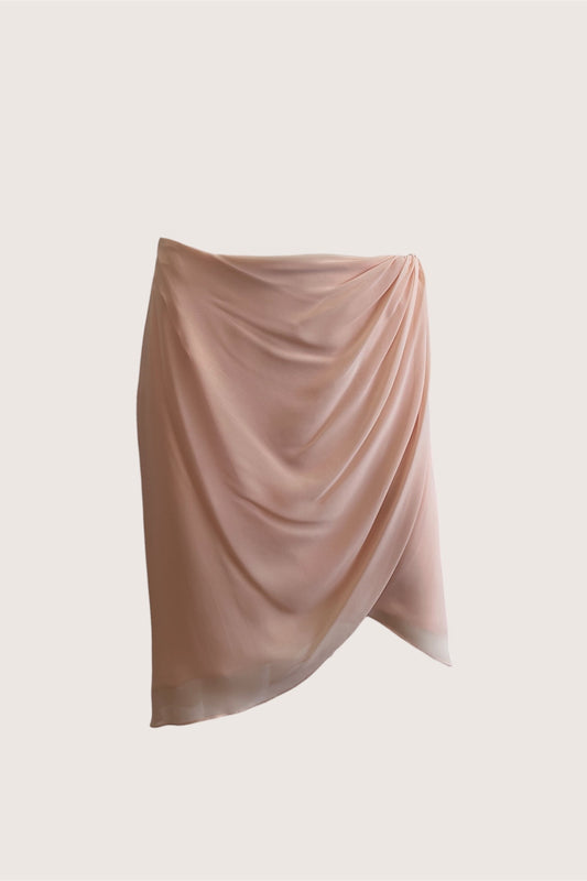 Vintage Peach Chiffon Mini Skirt