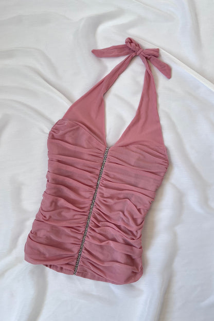 2000's Blush Pink Halter Corset Top