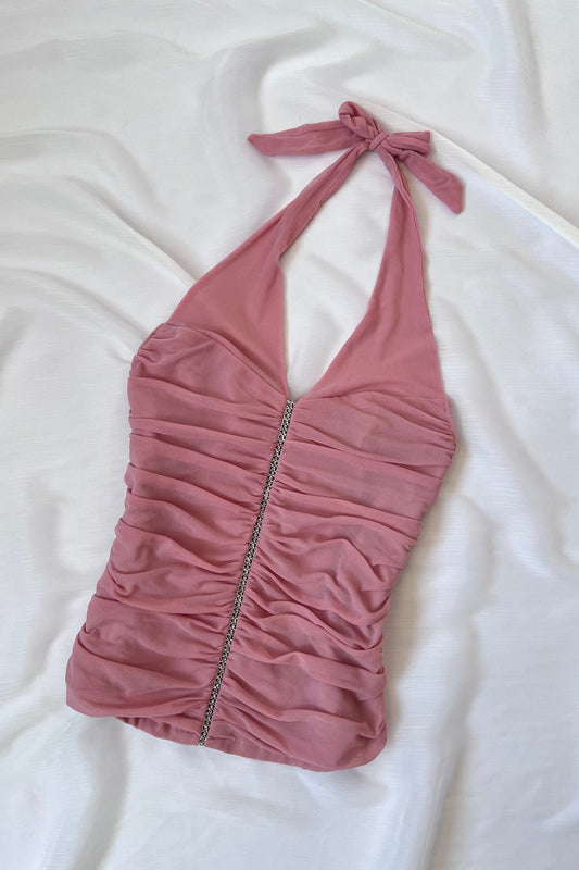 2000's Blush Pink Halter Corset Top