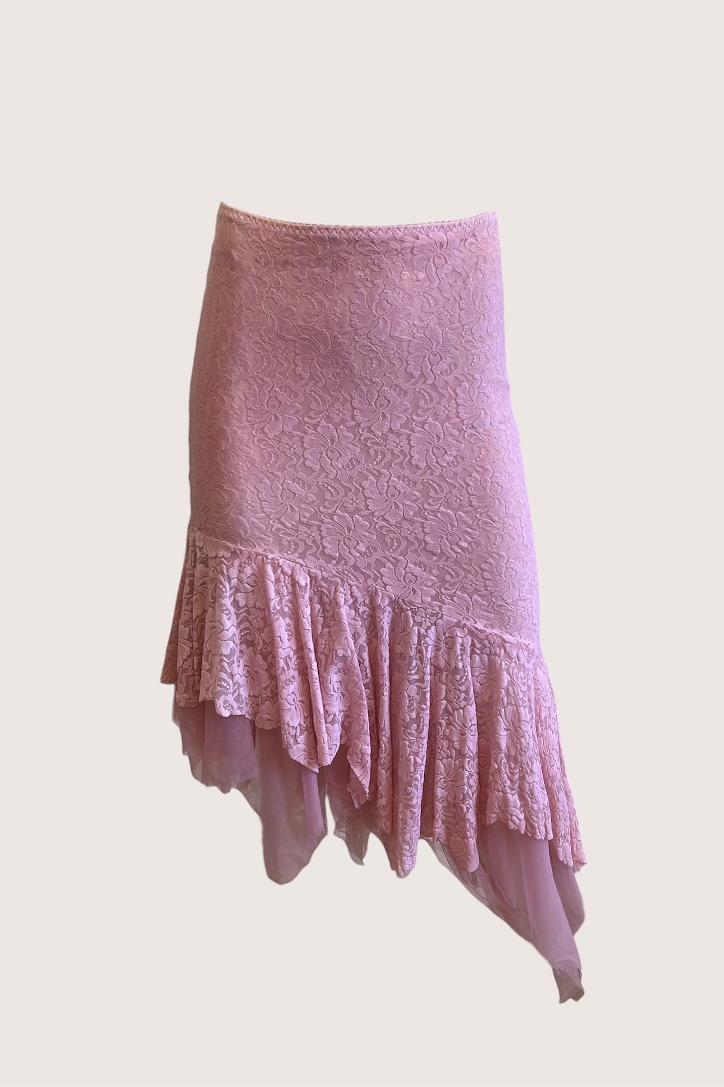 Vintage Blush Pink Lace Slip Skirt