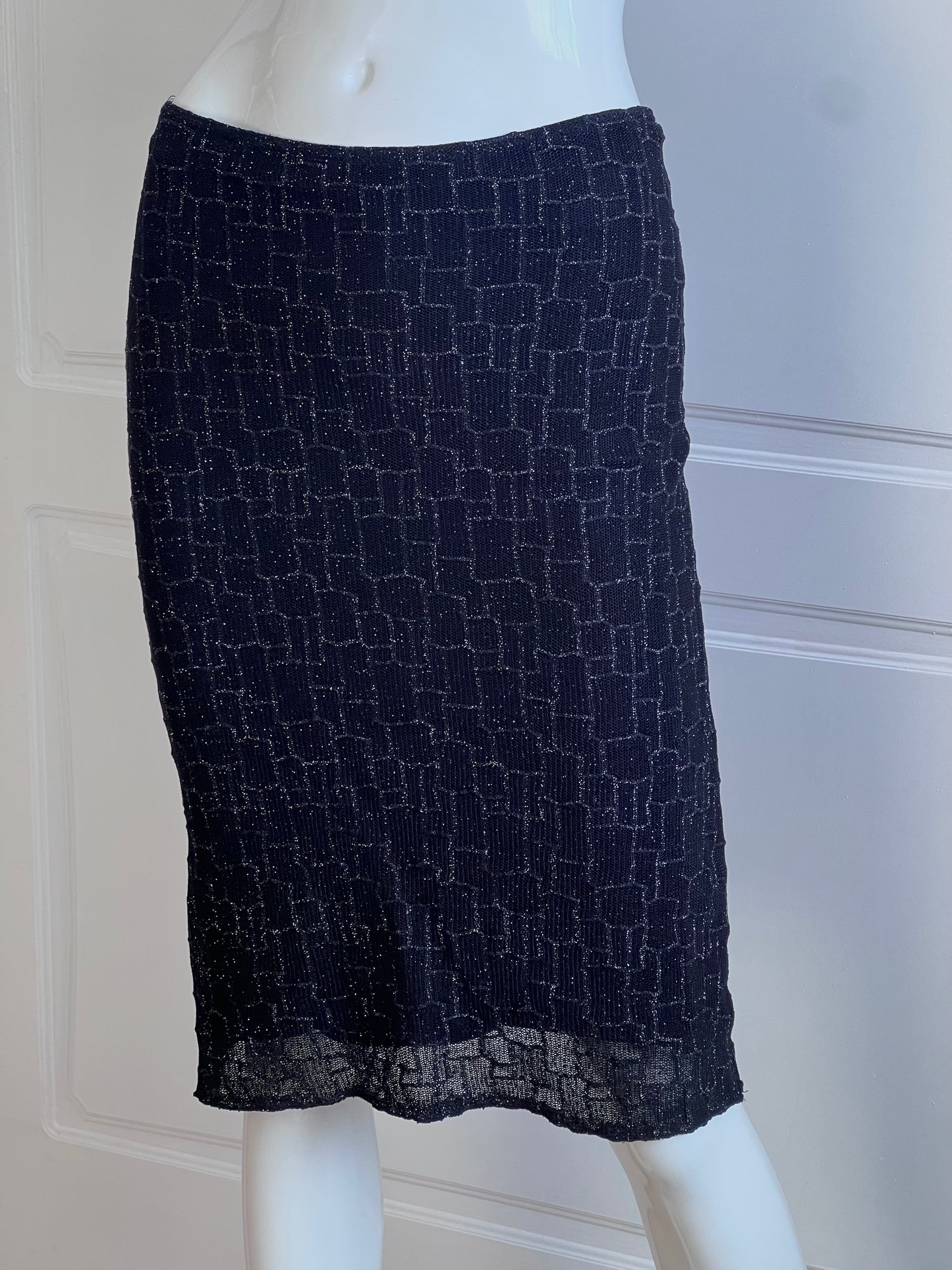 1990's Black Faux Fur Cardigan & Slip Skirt Ensemble