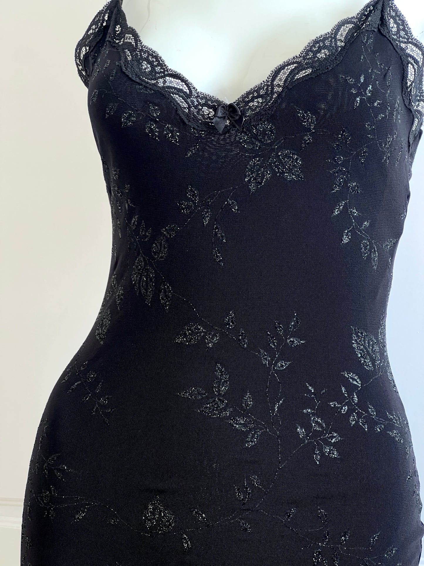1990's Black French Slip Dress