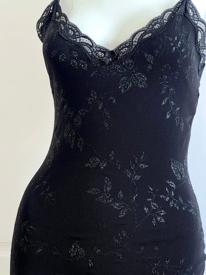 1990's Black French Slip Dress