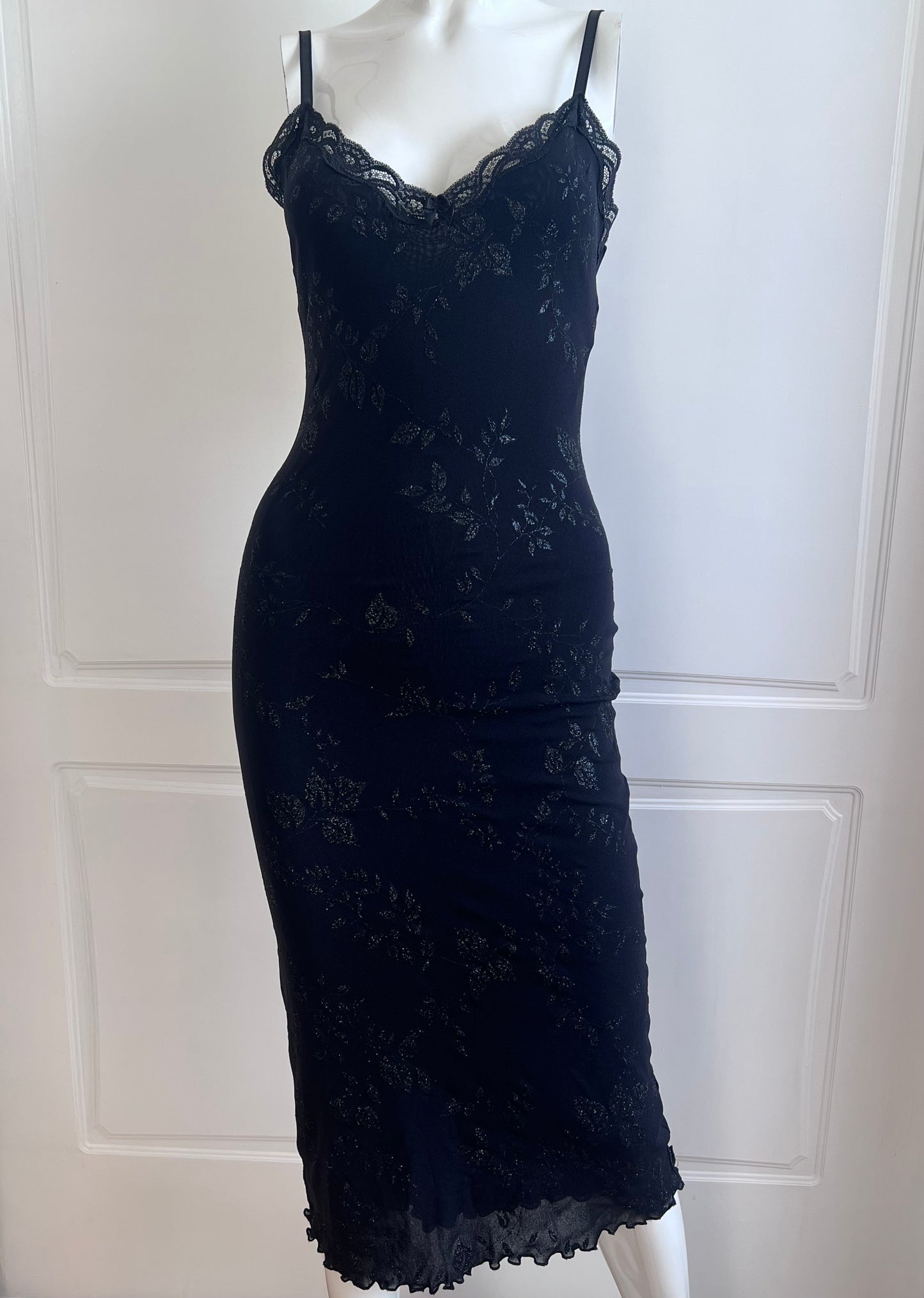 1990's Black French Slip Dress