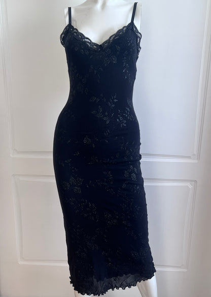 1990's Black French Slip Dress