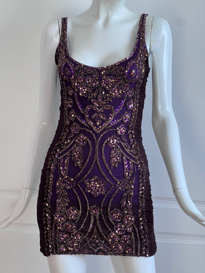 100% Silk Vintage Beaded Mini Dress