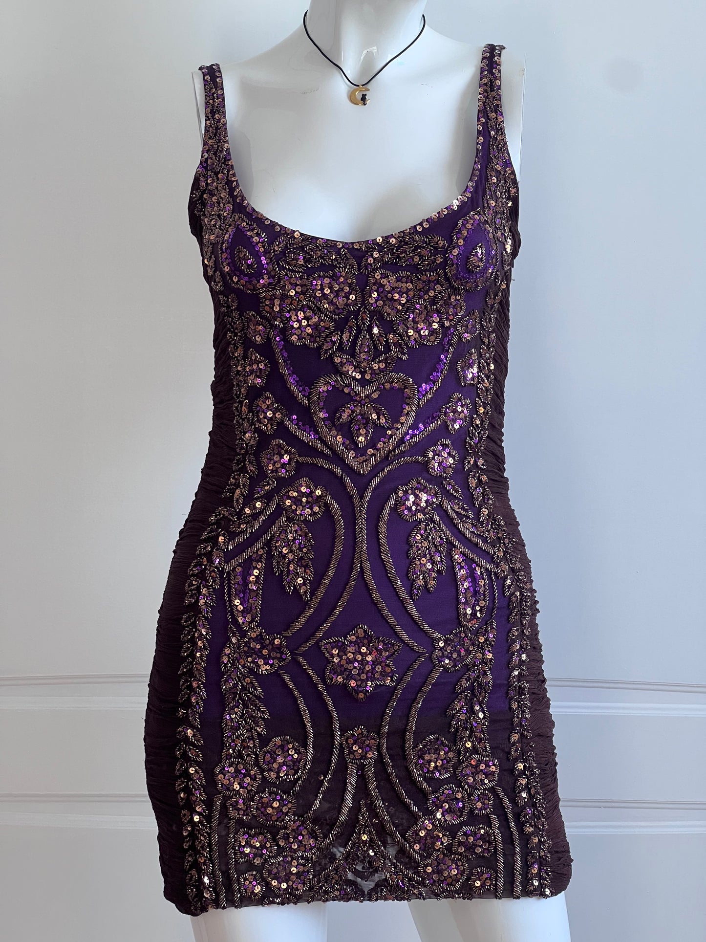 100% Silk Vintage Beaded Mini Dress